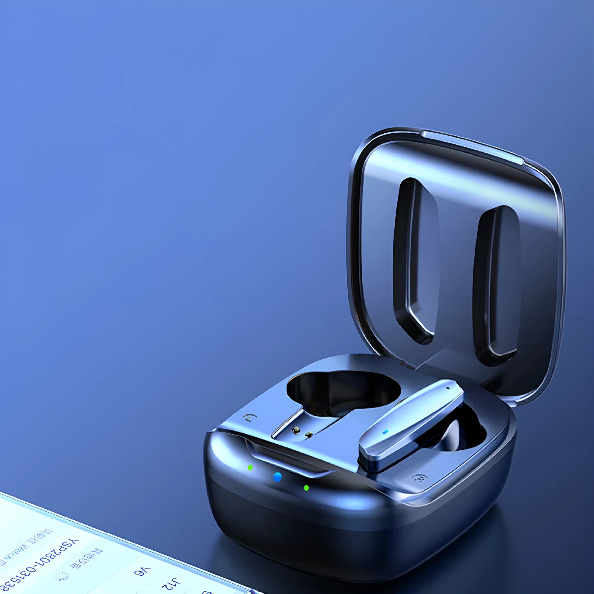 Black and white TWS Bluetooth 5.1 wireless earbuds with USB charging case