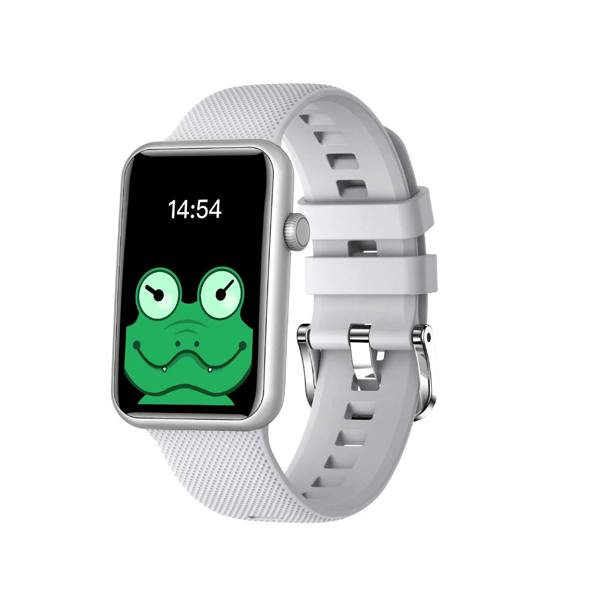 Aluminium smart watch with colour screen showing body temperature reading on wrist