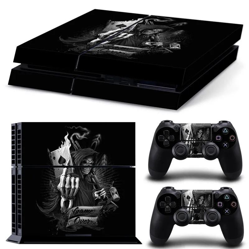 Thin 0.001mm PVC protective film skin with HD print for Sony PS4 console.