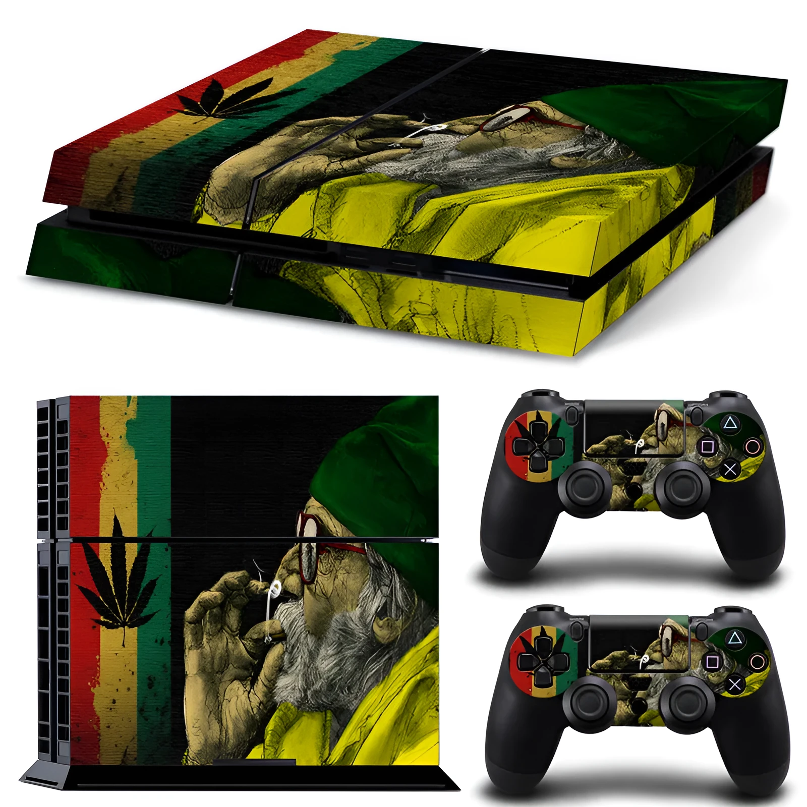 Thin 0.001mm PVC protective film skin with HD print for Sony PS4 console.