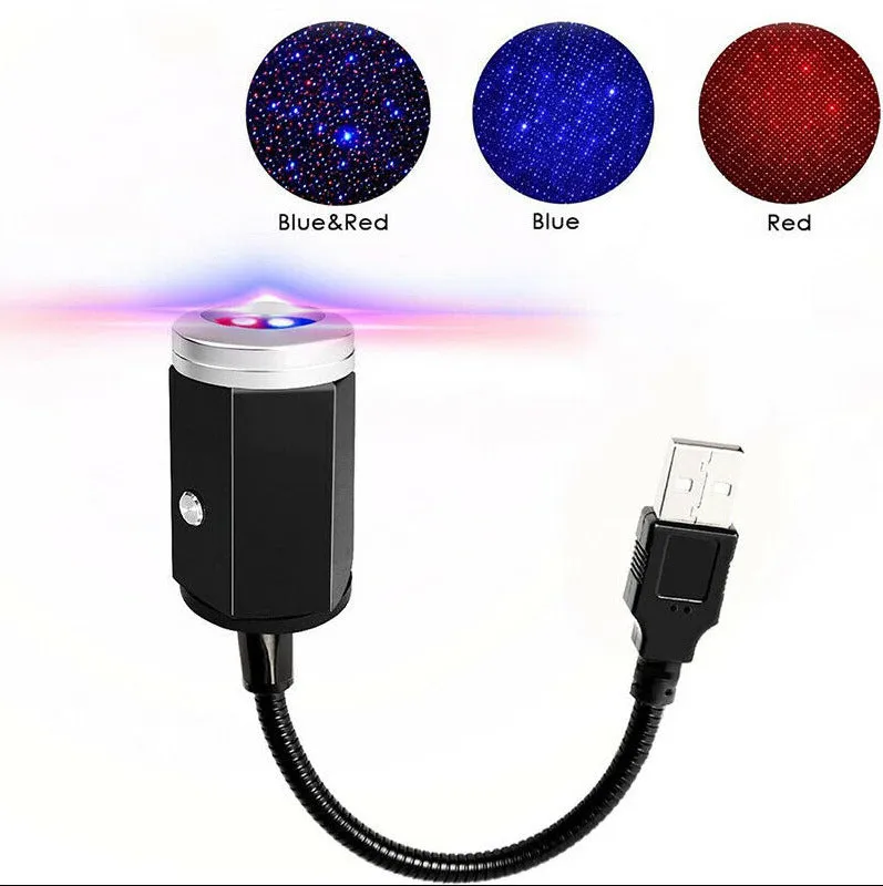 Purple starry sky car roof light with USB hose connection for GM vehicles