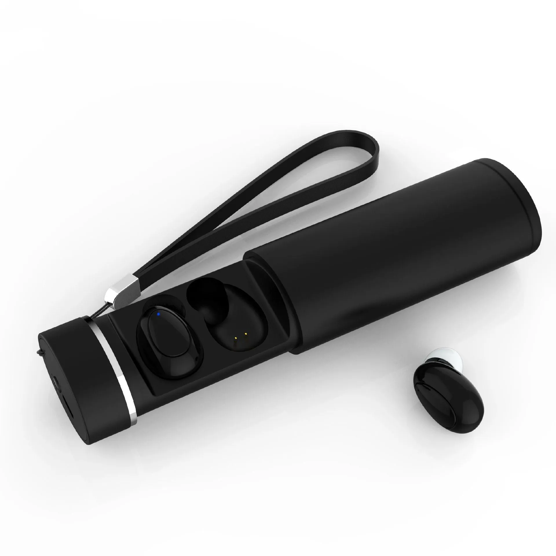 Black wireless sports headphones with neckband and magnetic in-ear buds