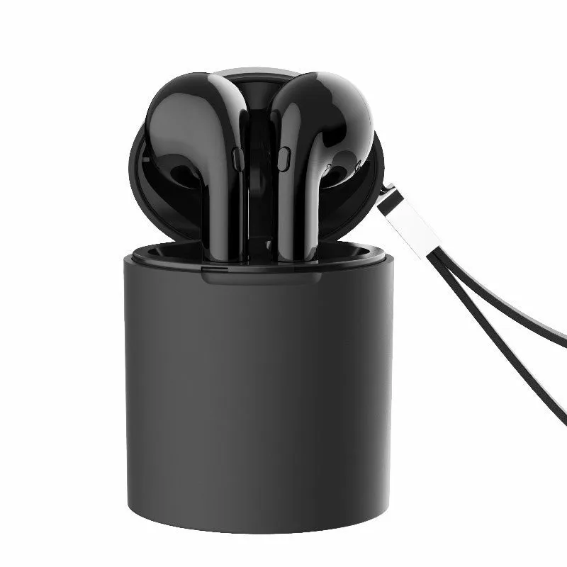 Black wireless sports headphones with neckband and magnetic in-ear buds