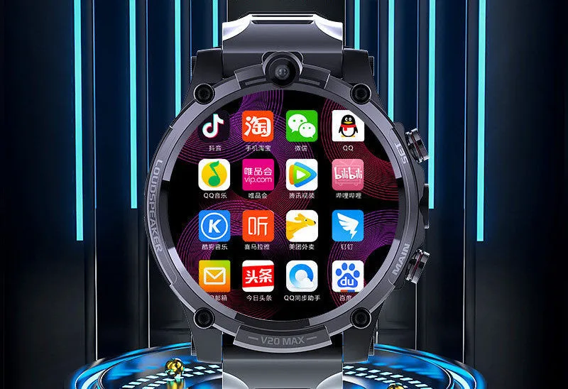 Black smart phone watch with 1.6-inch screen, showing a video call interface on its display.