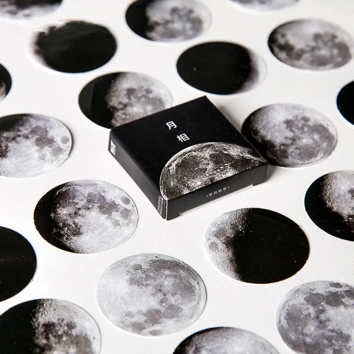 Black moon phases calendar planet stickers set with 45 pieces for hand account decoration