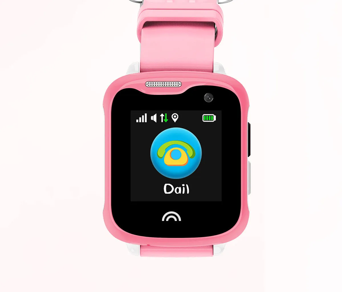 Children's waterproof smartwatch with colour touchscreen on a silicone strap.