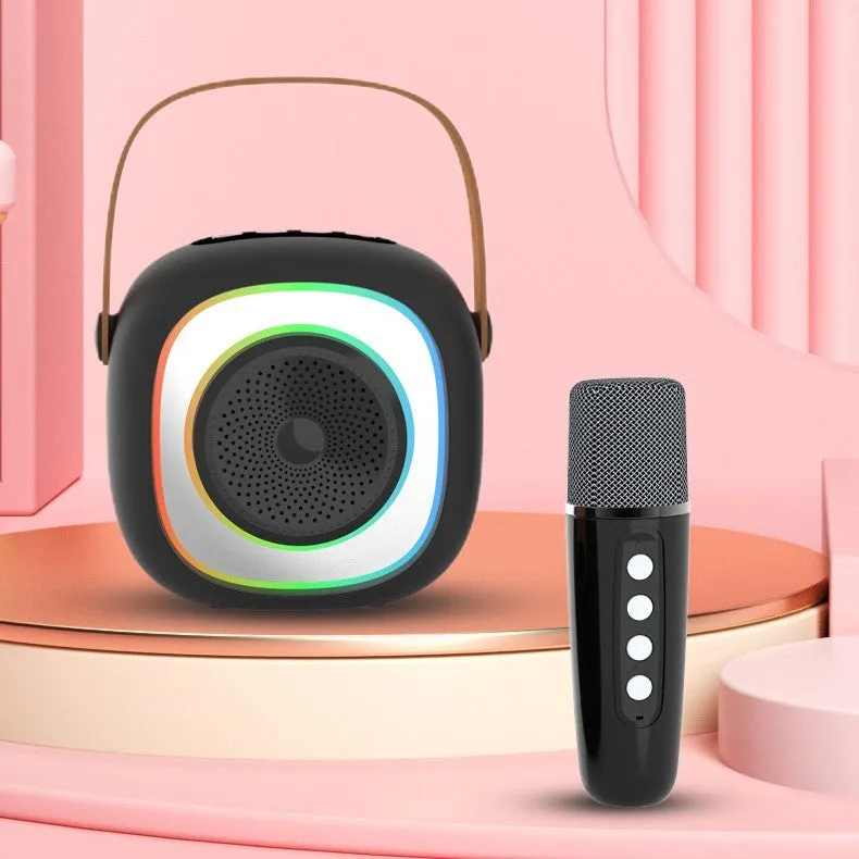 Wireless karaoke microphone with Bluetooth speaker in wheat mesh design, available in six colour variations