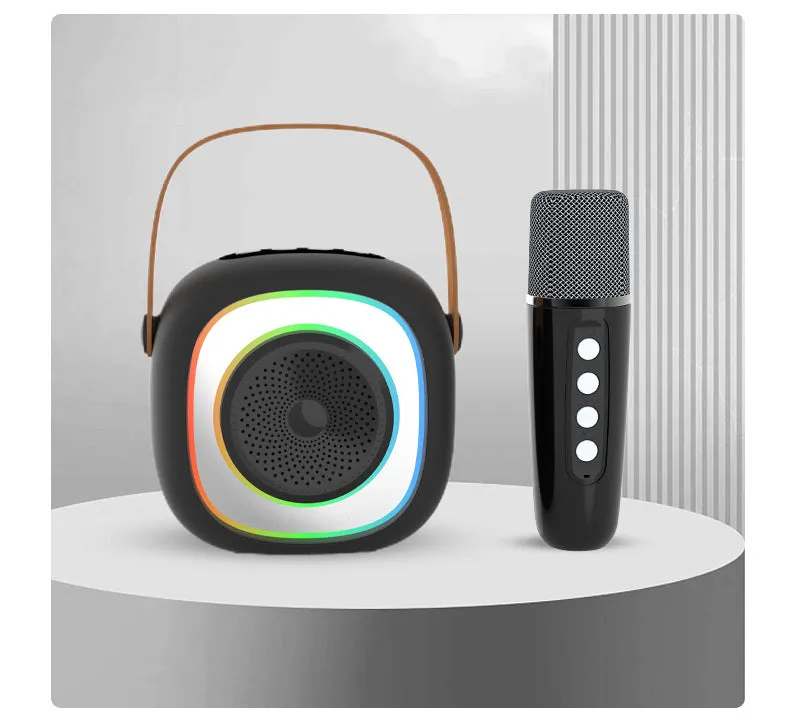 Wireless karaoke microphone with Bluetooth speaker in wheat mesh design, available in six colour variations