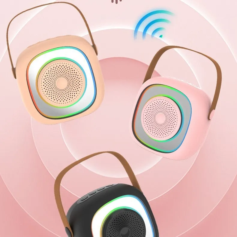 Wireless karaoke microphone with Bluetooth speaker in wheat mesh design, available in six colour variations