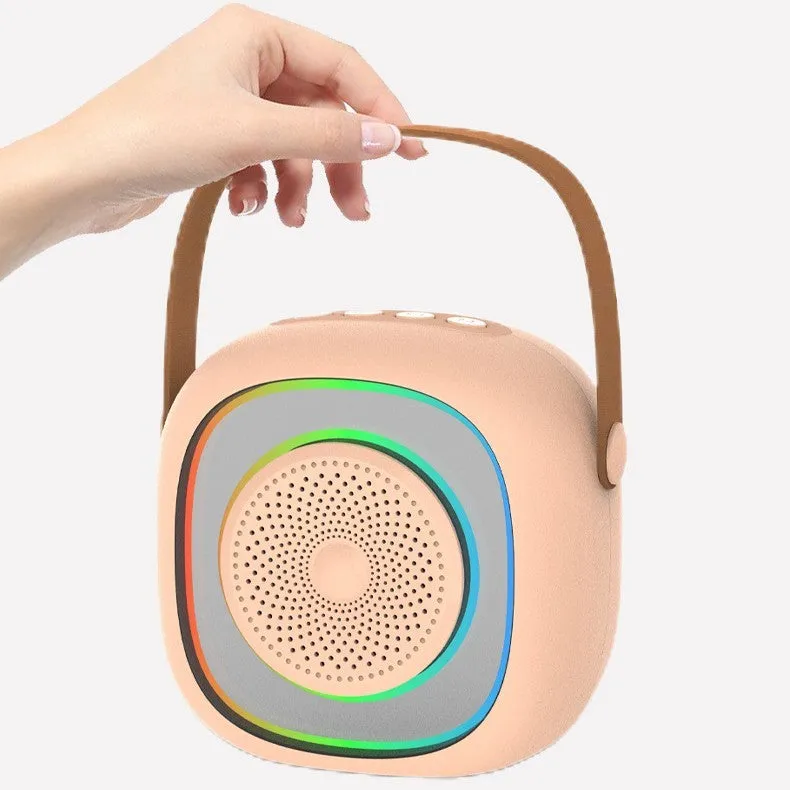 Wireless karaoke microphone with Bluetooth speaker in wheat mesh design, available in six colour variations