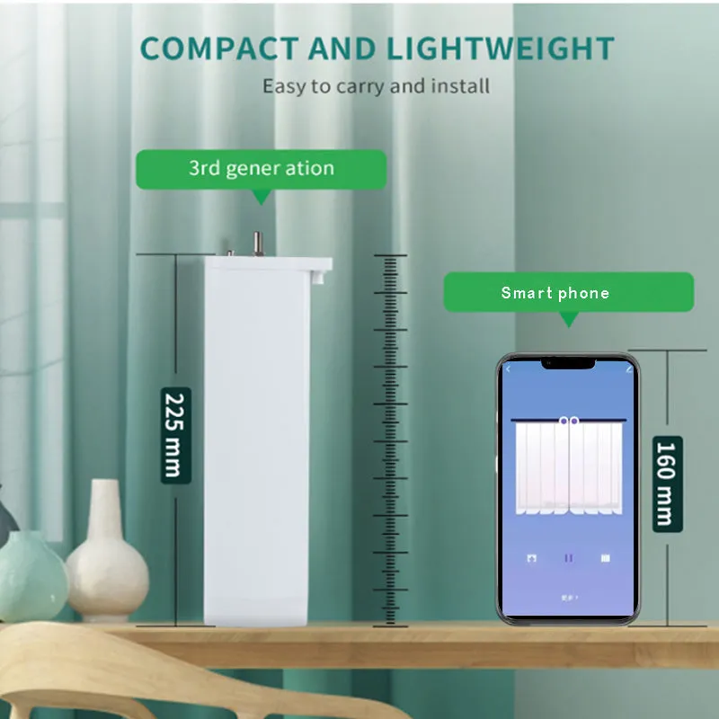 Smart electric curtain motor and aluminium track kit with remote control for voice and app operation.