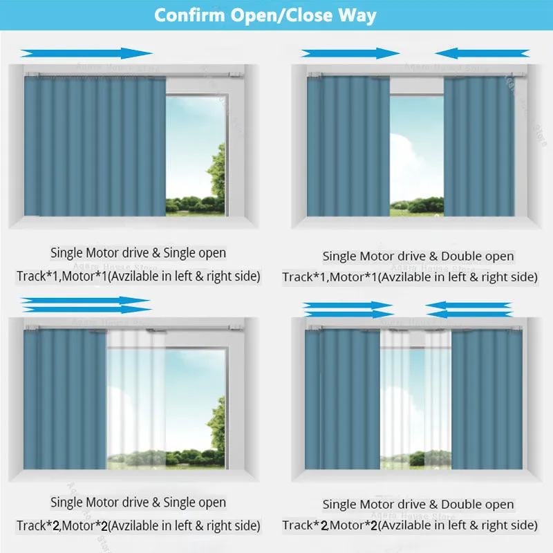 Smart electric curtain motor and aluminium track kit with remote control for voice and app operation.