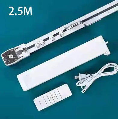 Smart electric curtain motor and aluminium track kit with remote control for voice and app operation.