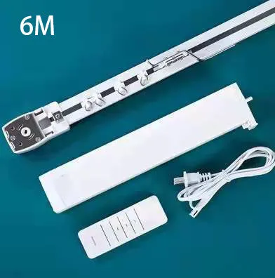 Smart electric curtain motor and aluminium track kit with remote control for voice and app operation.