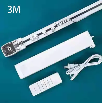 Smart electric curtain motor and aluminium track kit with remote control for voice and app operation.