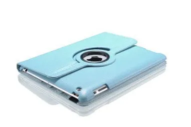 iPad rotating leather case in clam shell design with sleep function, compatible with iPad 2/3/4 and iPad mini models