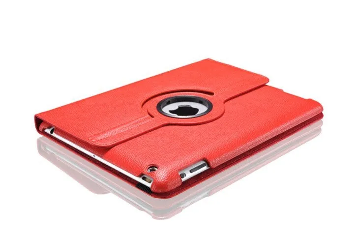 iPad rotating leather case in clam shell design with sleep function, compatible with iPad 2/3/4 and iPad mini models