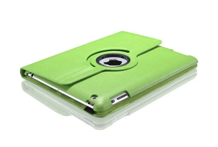iPad rotating leather case in clam shell design with sleep function, compatible with iPad 2/3/4 and iPad mini models