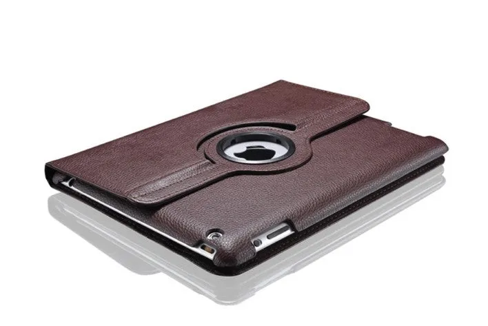 iPad rotating leather case in clam shell design with sleep function, compatible with iPad 2/3/4 and iPad mini models