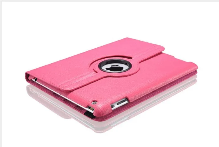 iPad rotating leather case in clam shell design with sleep function, compatible with iPad 2/3/4 and iPad mini models