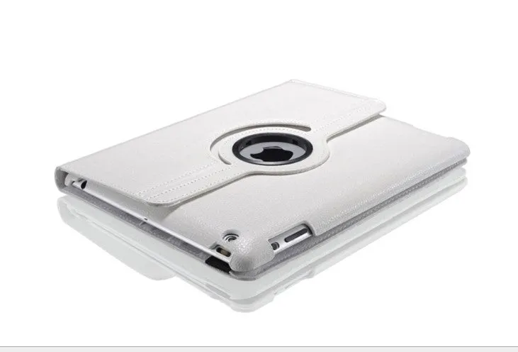 iPad rotating leather case in clam shell design with sleep function, compatible with iPad 2/3/4 and iPad mini models