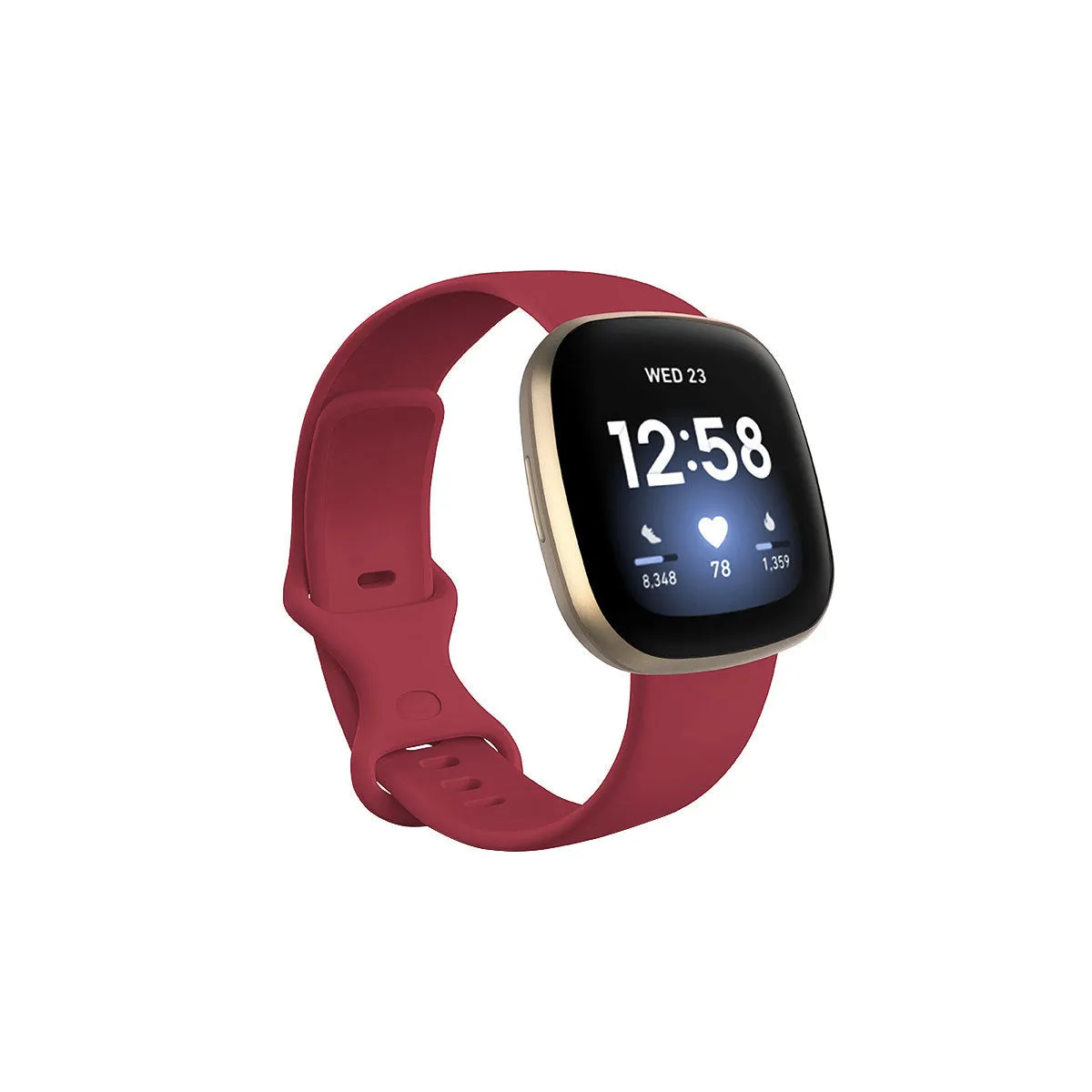 Fitbit Versa3 smartwatch replacement strap in TPU silicone, shown in multiple colour options.