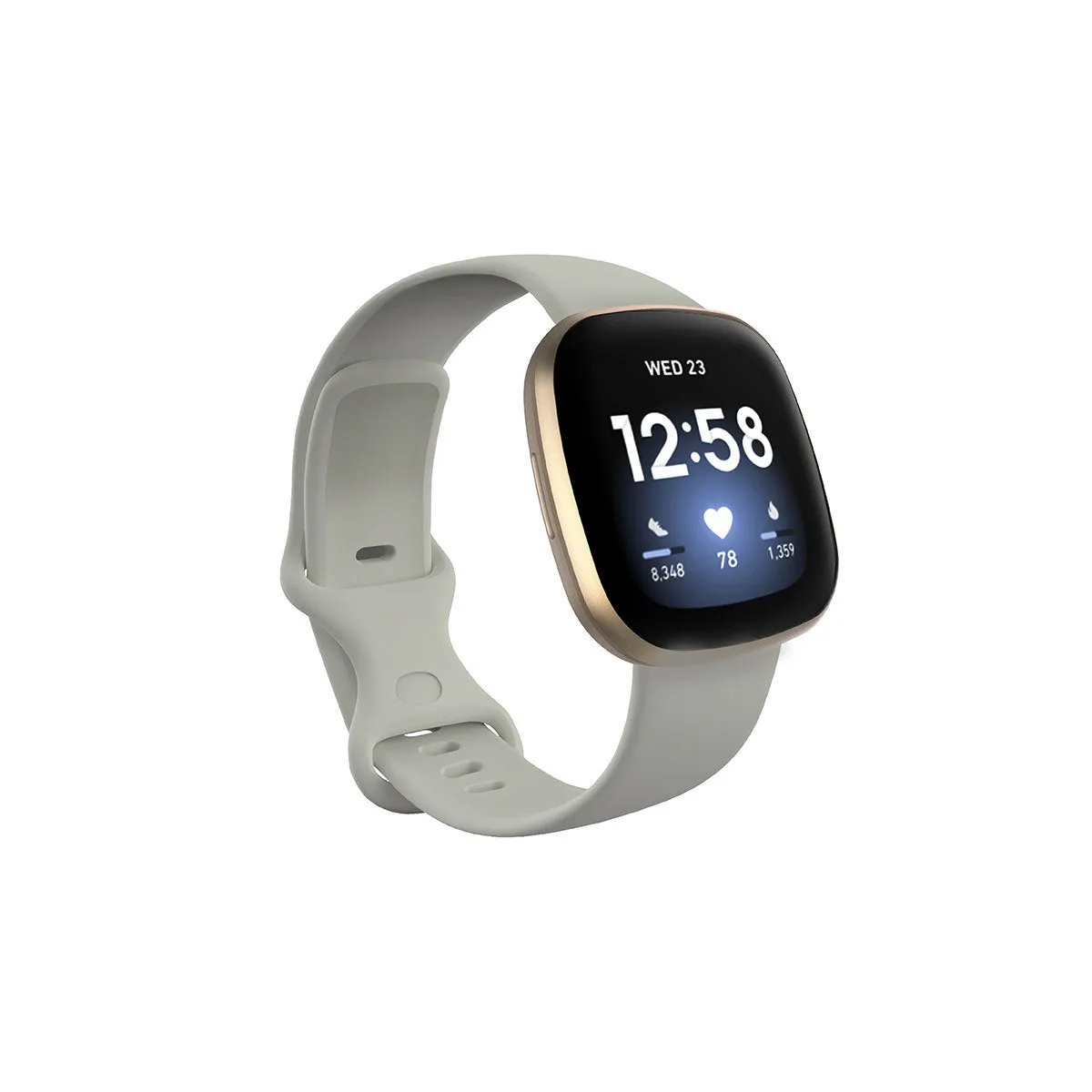 Fitbit Versa3 smartwatch replacement strap in TPU silicone, shown in multiple colour options.