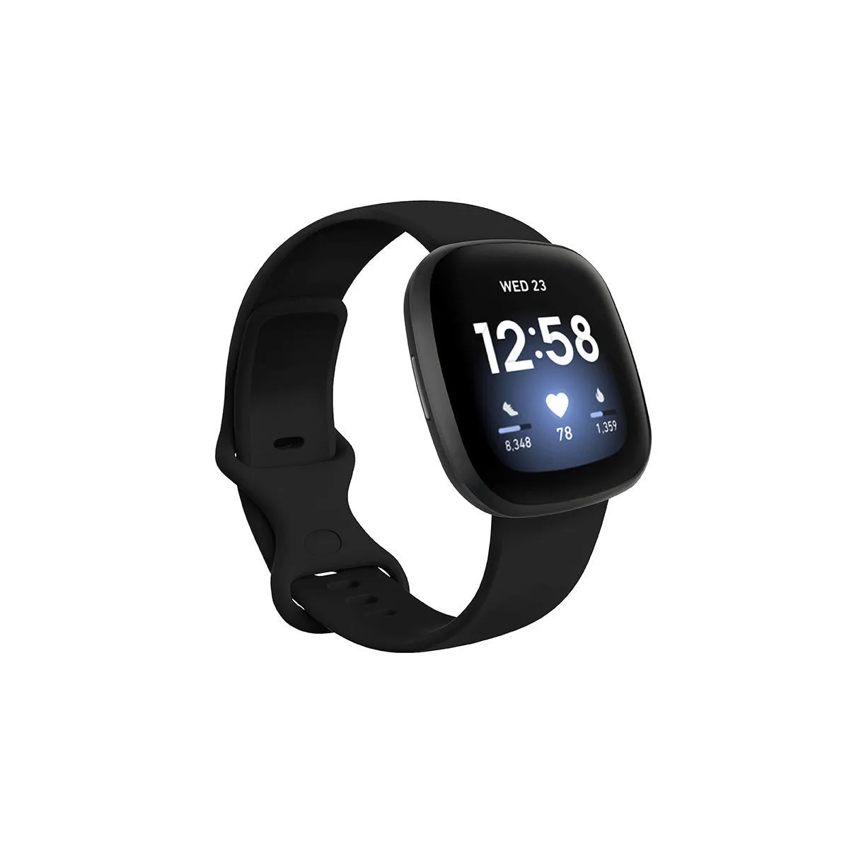 Fitbit Versa3 smartwatch replacement strap in TPU silicone, shown in multiple colour options.