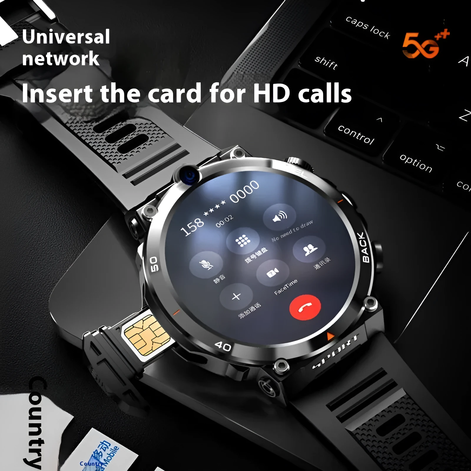 Sports smartwatch with dual cameras, TFT touch screen, heart rate monitoring and NFC functionality