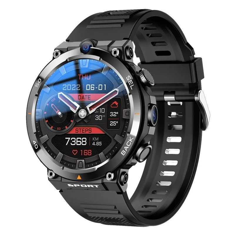 Sports smartwatch with dual cameras, TFT touch screen, heart rate monitoring and NFC functionality
