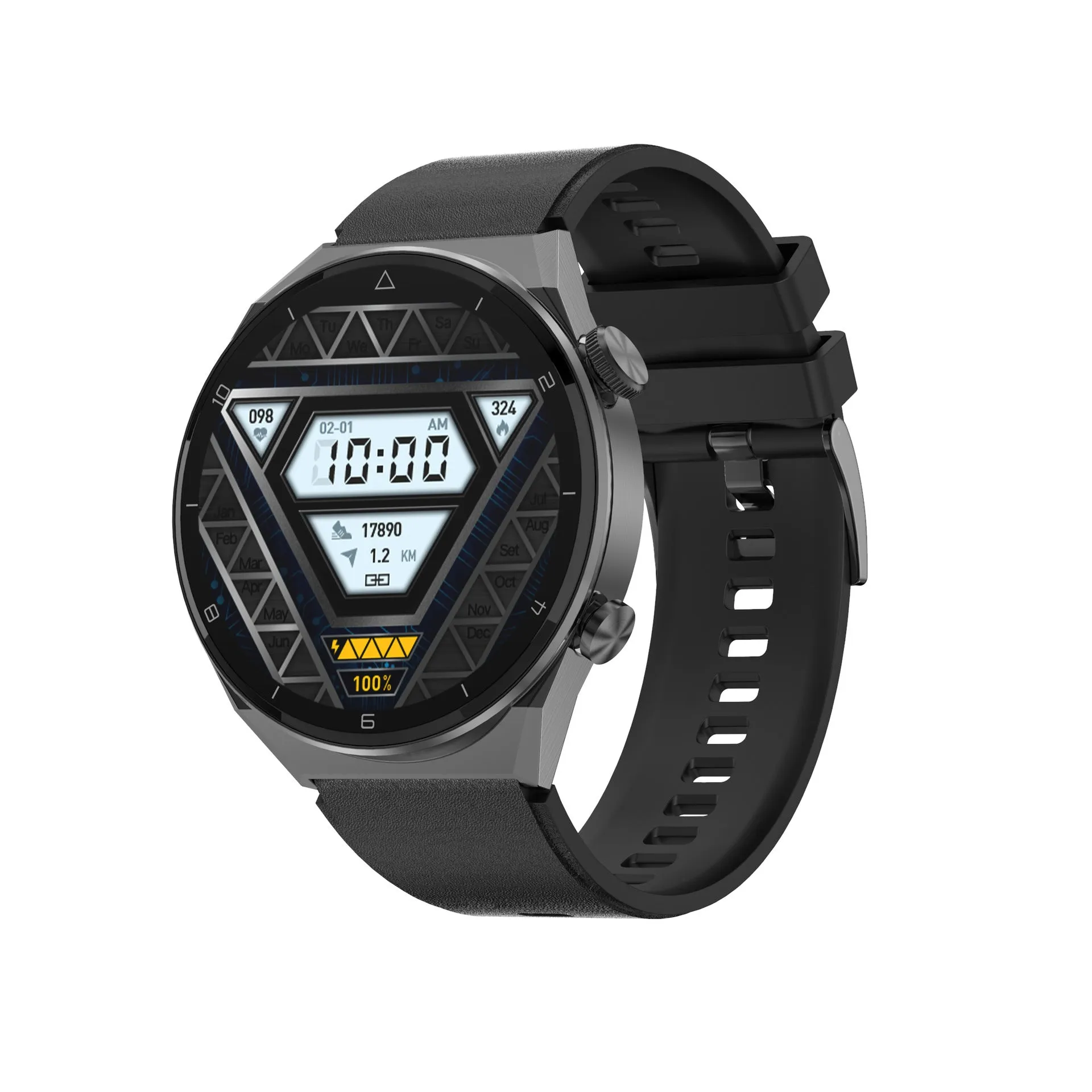 DT3 smartwatch with TFT screen on a silicone strap, showing heart rate monitoring display.