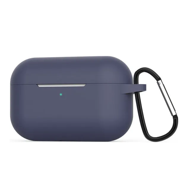 Soft silicone protective cover for AirPods Pro wireless earbud case in multiple colour options.