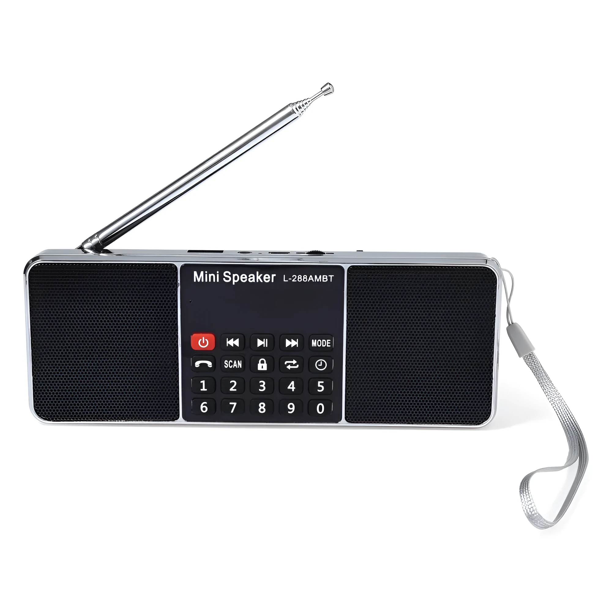 Hot L-288AMBT portable Bluetooth speaker with AM FM radio and LCD screen in black, blue, gold, or red colours