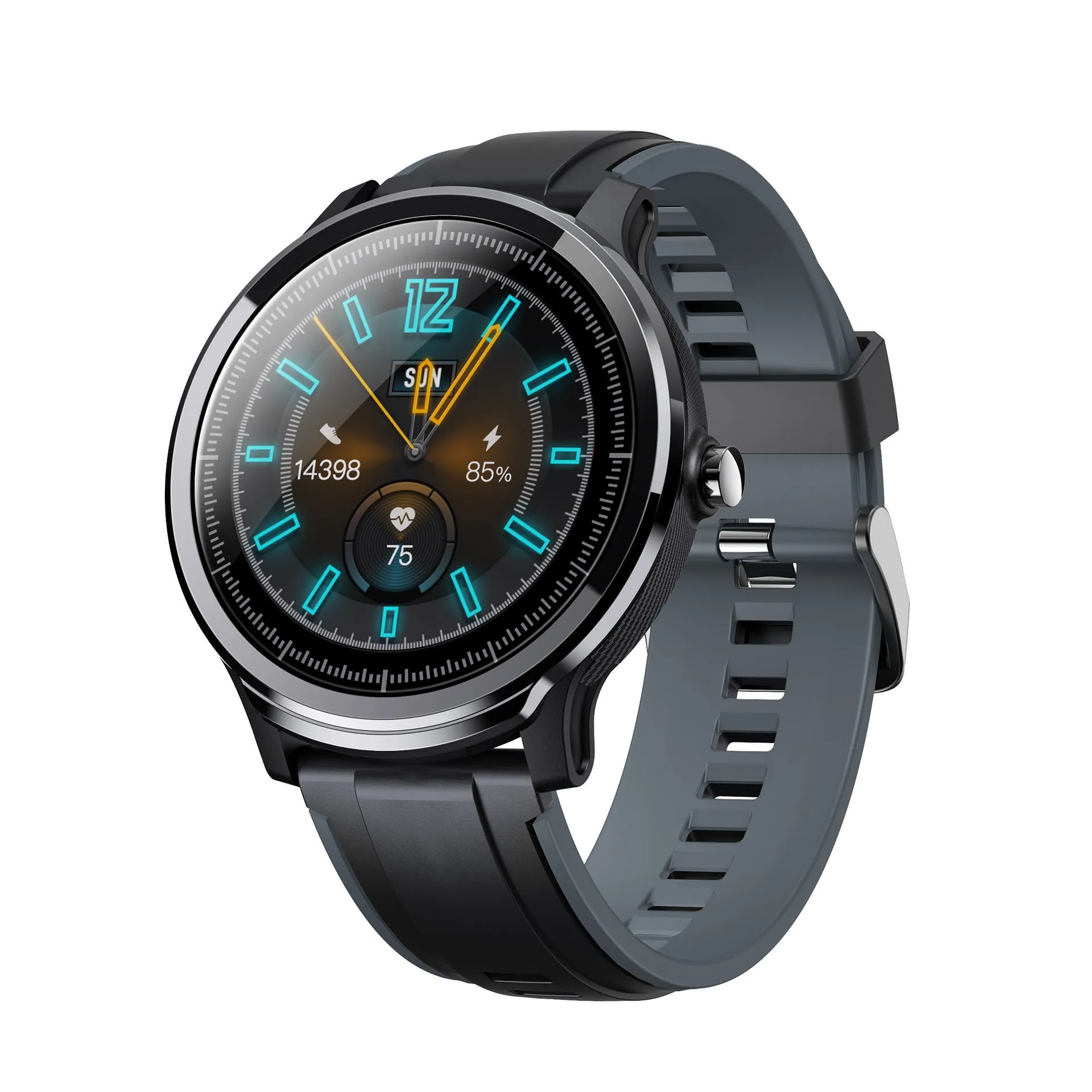 Kospet PROBE smart watch with 1.3-inch touch screen in green or red colour on a silicone strap.