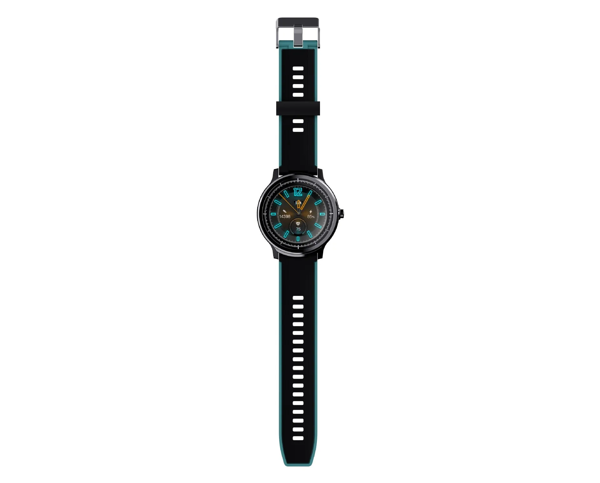 Kospet PROBE smart watch with 1.3-inch touch screen in green or red colour on a silicone strap.
