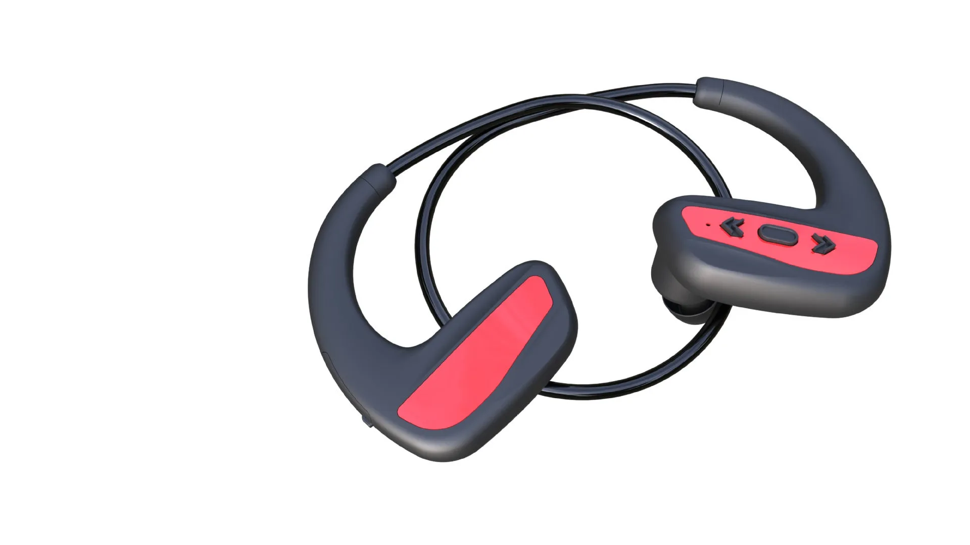 Black swimming headphones with head-mounted design for aquatic and running sports use
