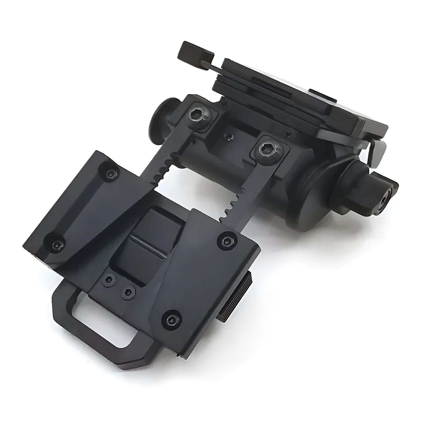 Dumper bracket tactical helmet accessory in black, brown and silver options for shooting sports equipment