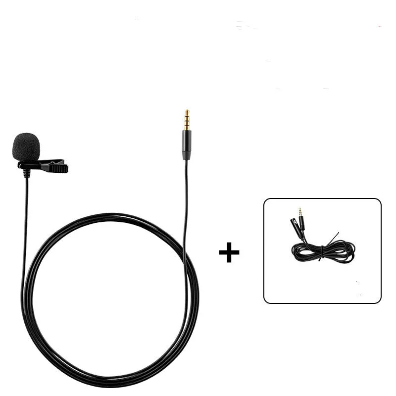 Wired lavalier lapel microphone with omni-directional capsule on a black cable