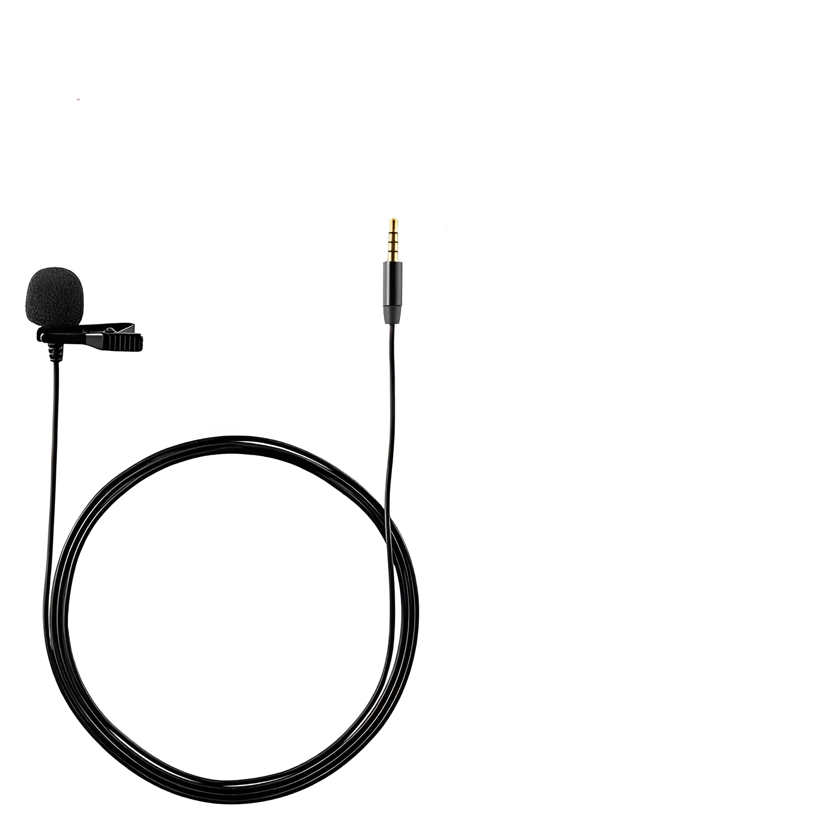 Wired lavalier lapel microphone with omni-directional capsule on a black cable