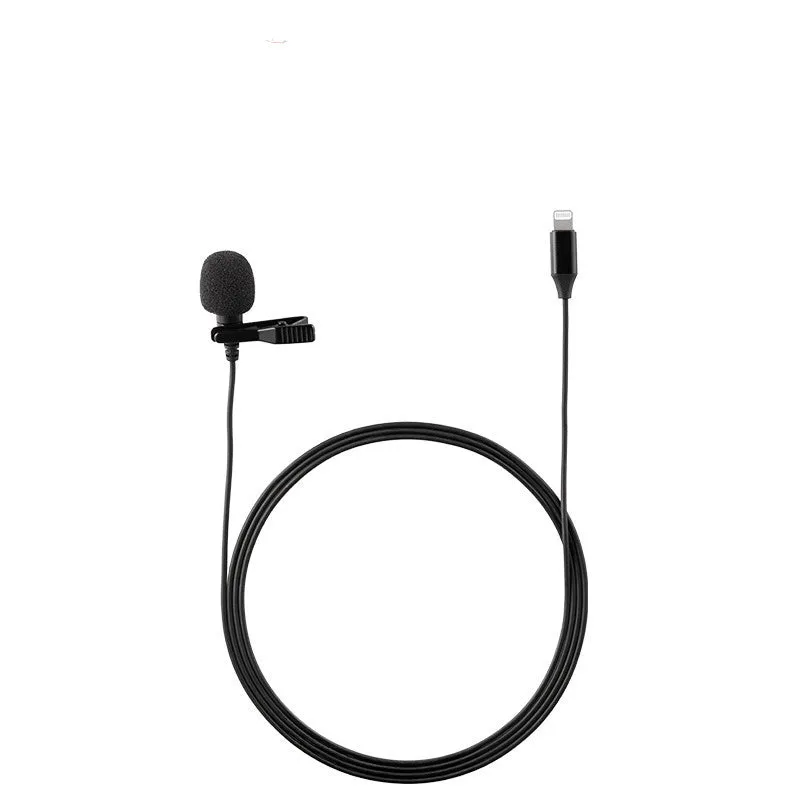 Wired lavalier lapel microphone with omni-directional capsule on a black cable