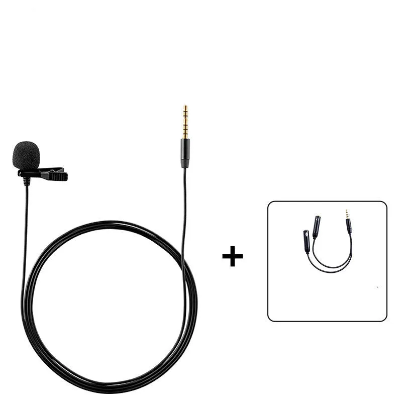 Wired lavalier lapel microphone with omni-directional capsule on a black cable