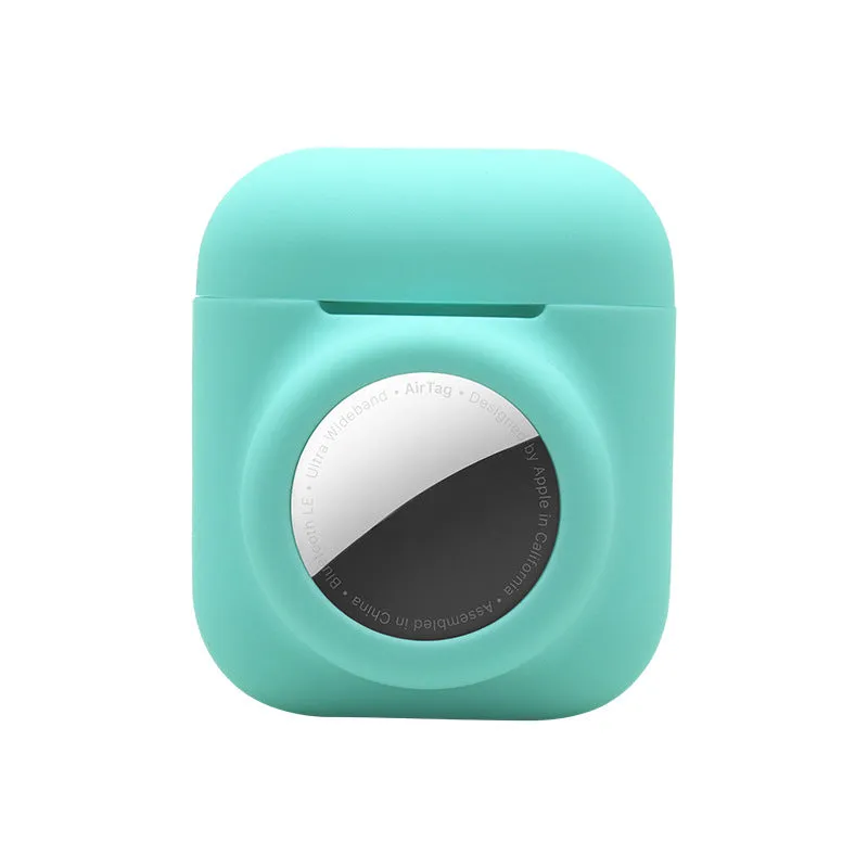 AirTag silicone protective sleeve in flip cover style showing colour options including luminous green and wine red