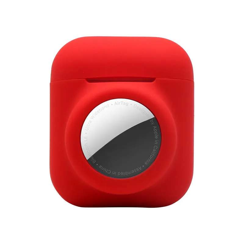 AirTag silicone protective sleeve in flip cover style showing colour options including luminous green and wine red