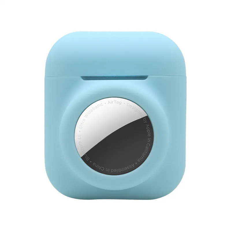 AirTag silicone protective sleeve in flip cover style showing colour options including luminous green and wine red