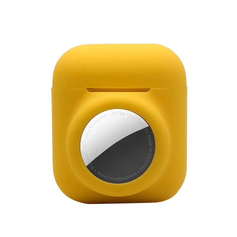 AirTag silicone protective sleeve in flip cover style showing colour options including luminous green and wine red