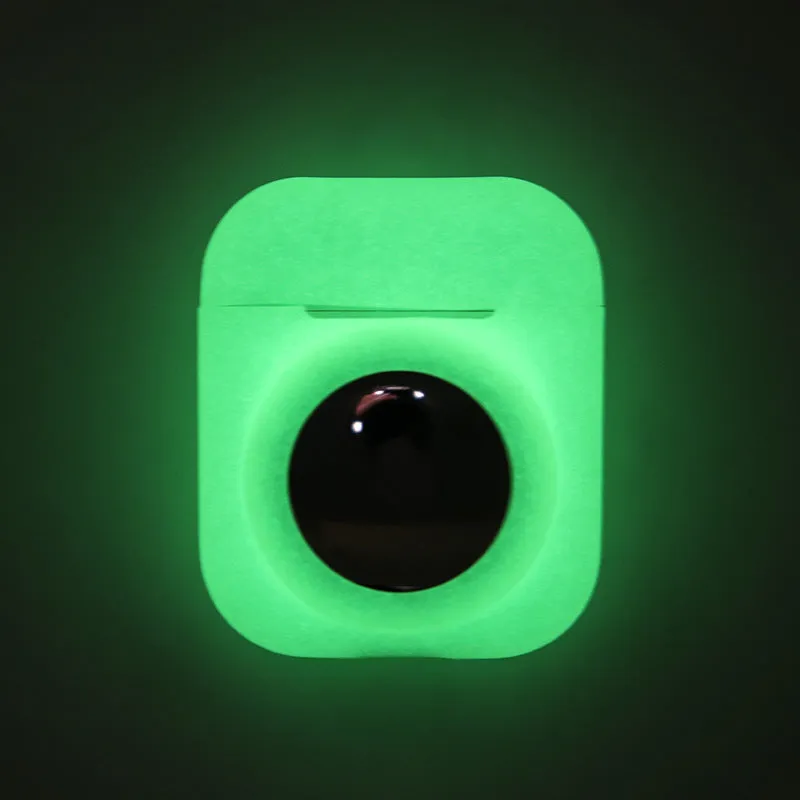 AirTag silicone protective sleeve in flip cover style showing colour options including luminous green and wine red