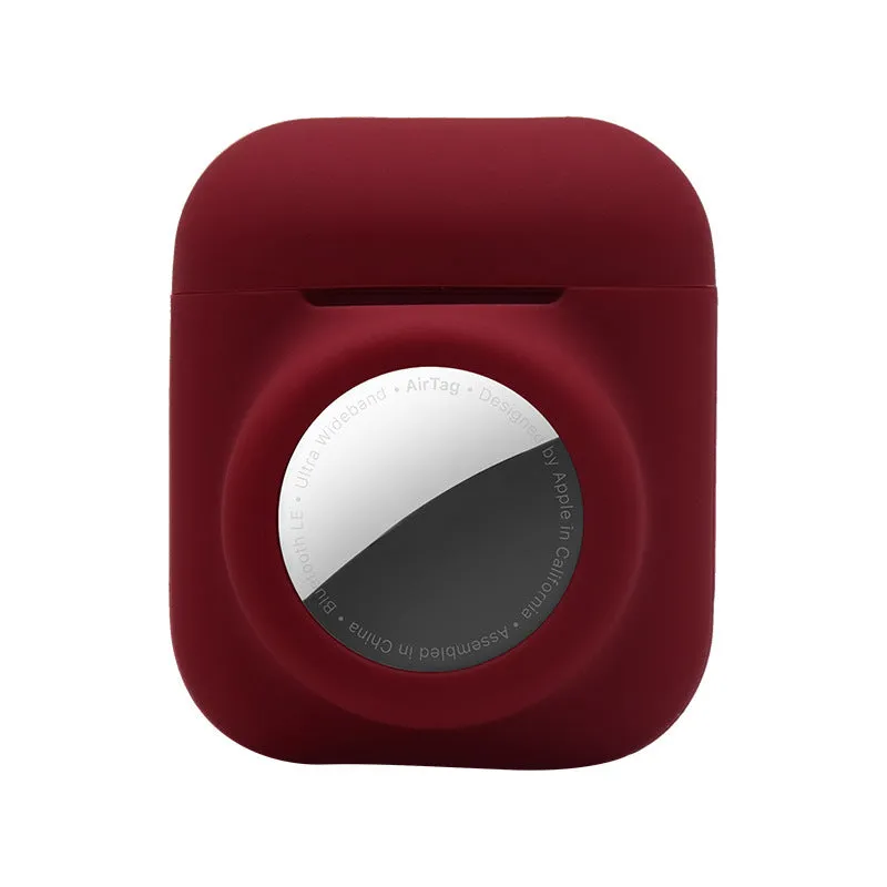AirTag silicone protective sleeve in flip cover style showing colour options including luminous green and wine red