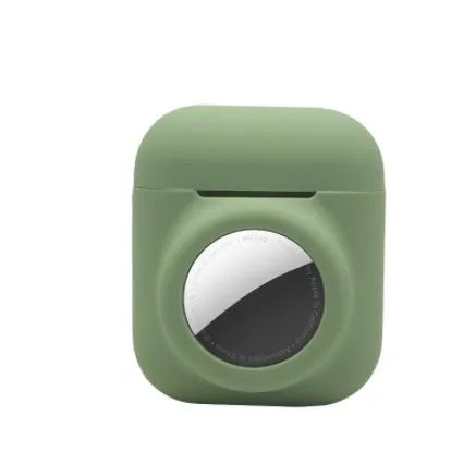 AirTag silicone protective sleeve in flip cover style showing colour options including luminous green and wine red