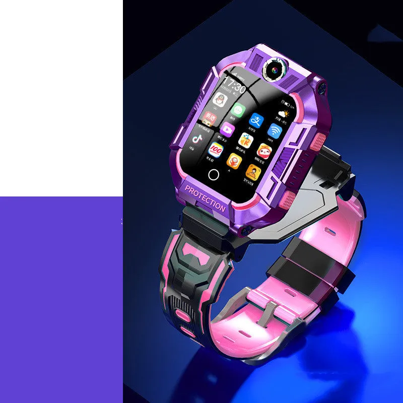 Green A63 children's smartwatch with GPS, 4G, camera, on a silicone wristband.
