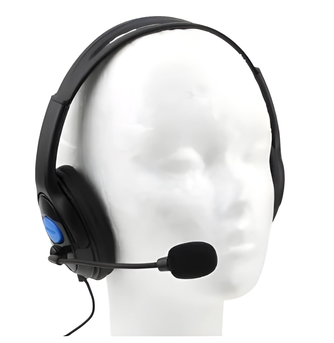 Black PS4 wired gaming headset with bilateral large ear cups and 76cm cable
